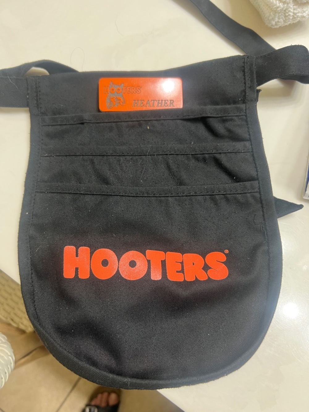 Hooters Black Belt Bag with Orange Logo Patch